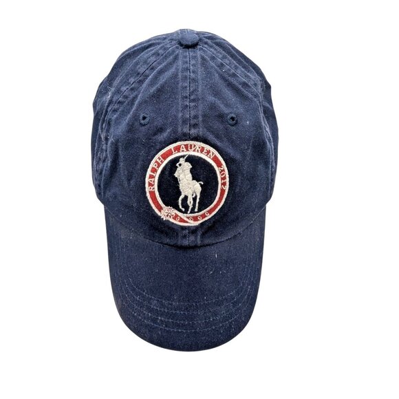 Ralph Lauren Navy Blue Polo Hat W Embroidered Logo USA Olympic Patch Adj Strapba - Picture 2 of 8